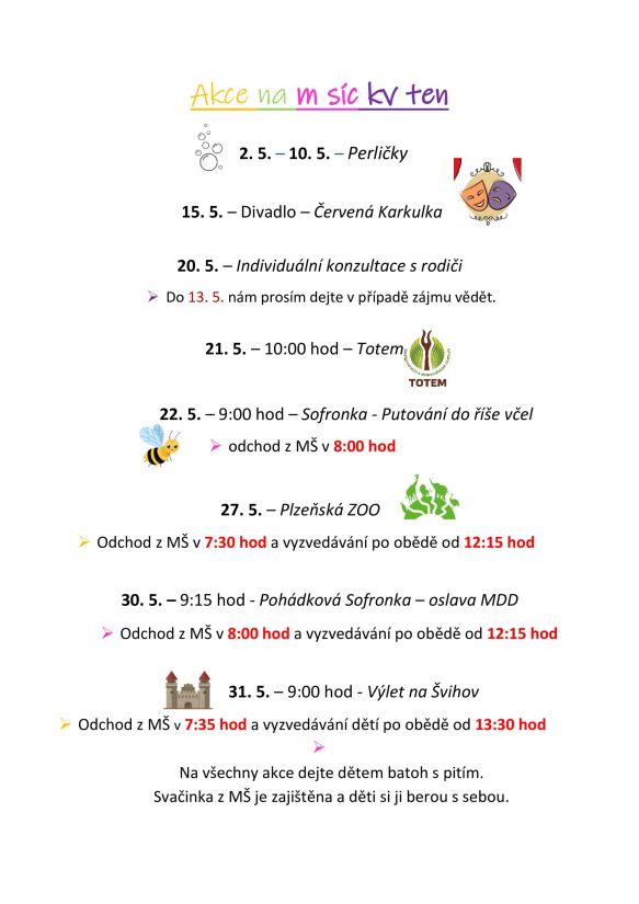 Akce na&nbsp;měsíc květen